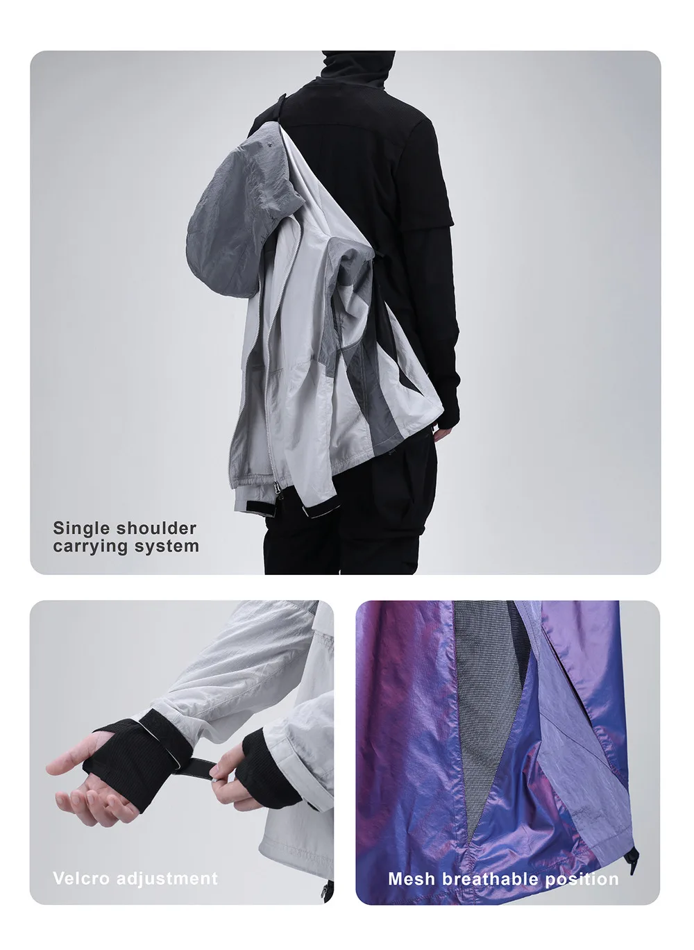 Reindee Lusion 23ss Light breathable UV protection jacket high collar shape adjustable hood techwear gorpcore