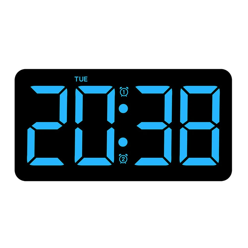 Digital Wall Clock, LED Screen Digital Clock With Remote Control, Large Wall Clock With Temperature Humidity Display, 10.5" Tabl