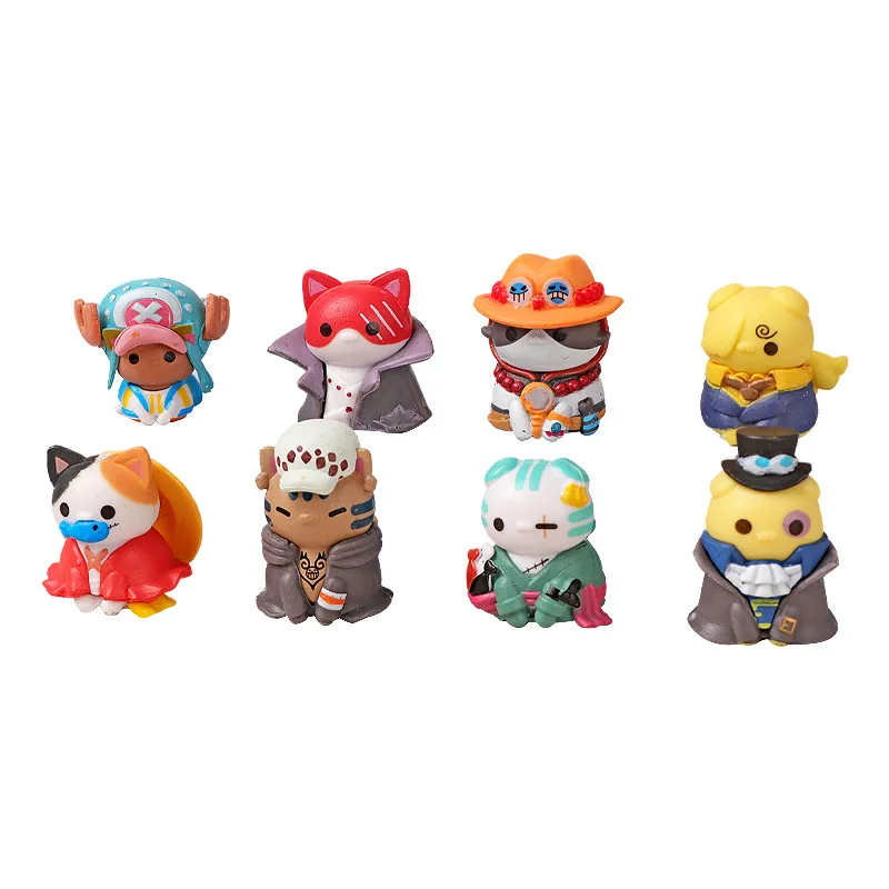 Figuras de acción de One Piece Cos Cat Series 3, 8 unidades, Wano Country, Jinbe, Yamato, Kaido, Luffy, modelo de muñeca, adornos de escritorio
