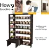 6 Tier Wood MDF Shelf Shoe Rack with One Footstool/Shoe Storage Shelves Free Standing Flat Shoe Racks Classic Style -103% 6