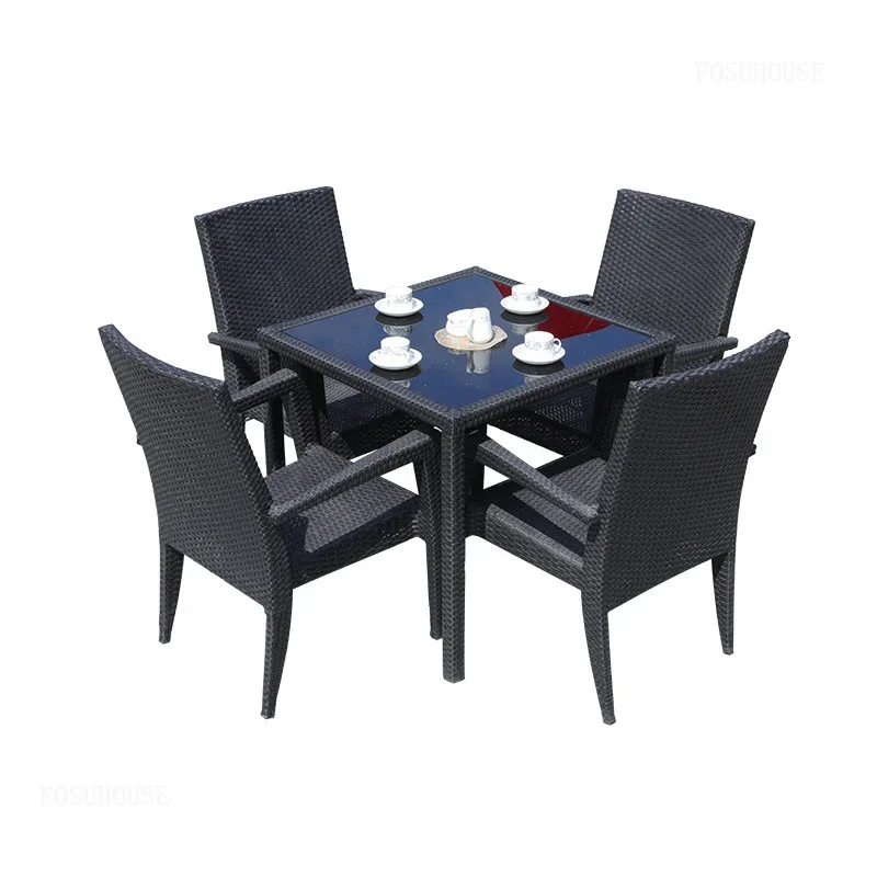 Sun-proof Breathable Outdoor Furniture for Terrace Modern Backrest Chairs Black Multifunctional Rattan Garden Chairs for Home
