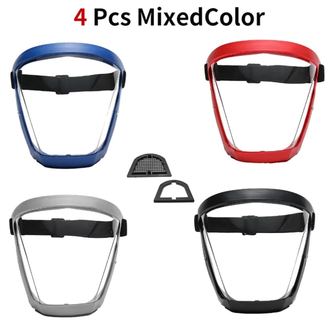 Security protection Transparent full face shield safety glasses Protective Cover WindProof Anti-fog Eye Protection Face Mask 4 PCS Mixed Colors