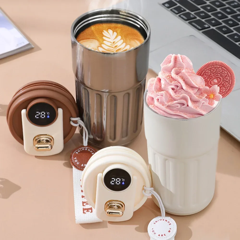 450ml Thermos Bottle Smart Display Temperature 316 Stainless Steel Vacuum Cup Office Coffee Cup Business Portable Thermal Mug