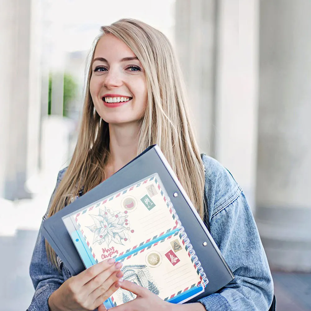 30개 화폐 홀더 페이지 투명 플라스틱 슬리브 유니버설 3홀 지폐 레시피 바인더 사진 앨범 스크랩북 정리함