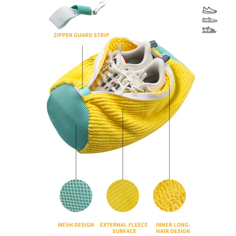 2PCS Shoe Washing Bag Washing Machine Laundry Bags with Zipper Closure Shoes Cleaning Bag Shoes Laundry Fluffy Fibers Sneaker 5