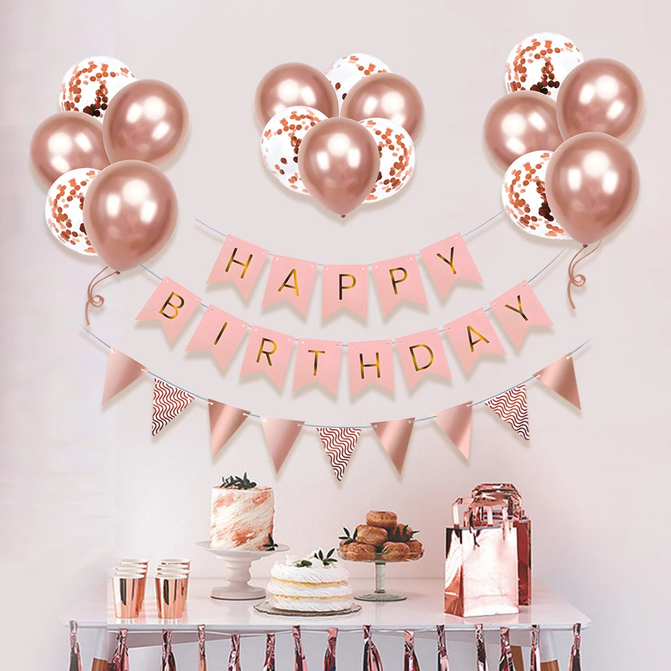 Banner Per 19° Compleanno Ragazze Oro Rosa | Ghirlanda Glitterata Con Scritta Happy 19th Birthday, 3 Metri - 2