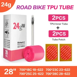 Ultralight TPU Road Bike Inner Tube with French Valve for SV45mm (24g 700x18-28c 2pcs)