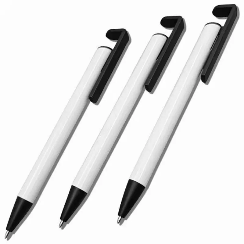 

White Metal Ballpoint Pens Sublimation Blanks Office Supplies Advertising Promotional Pen With Shrink Wrap For DIY Logo Image