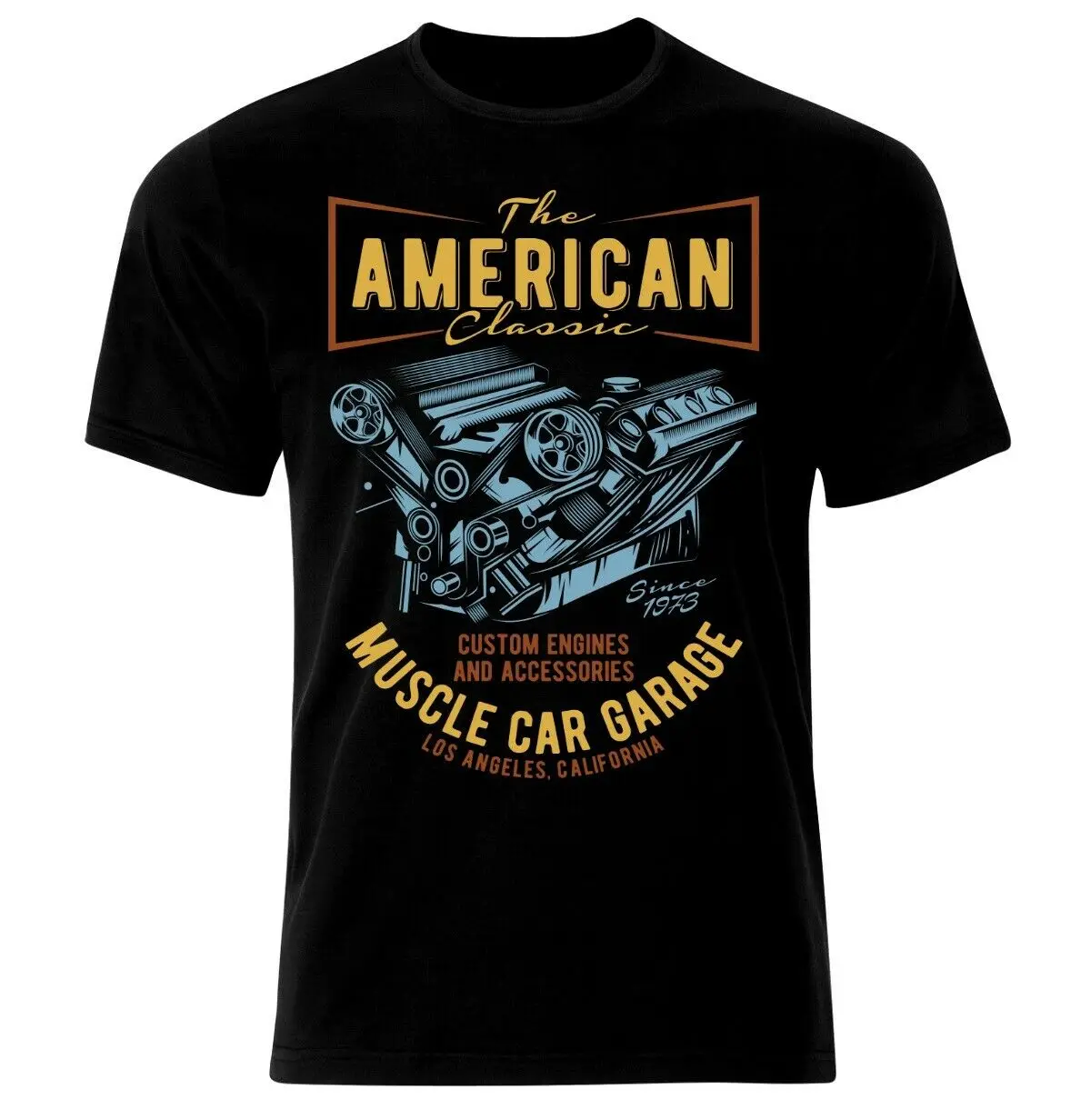 

Американский двигатель Hot Rod для автомобиля. Модная модель в стиле рокабилли. Летняя Хлопковая мужская футболка с коротким рукавом и круглым вырезом, Новинка