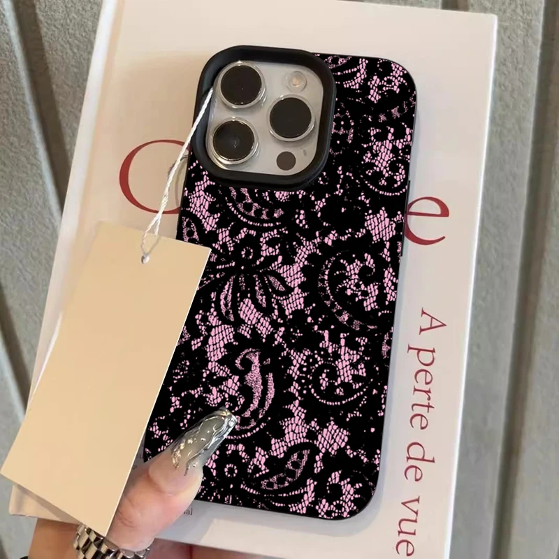 Elegant Black Lace Pattern Protective Soft Phone Case Cover