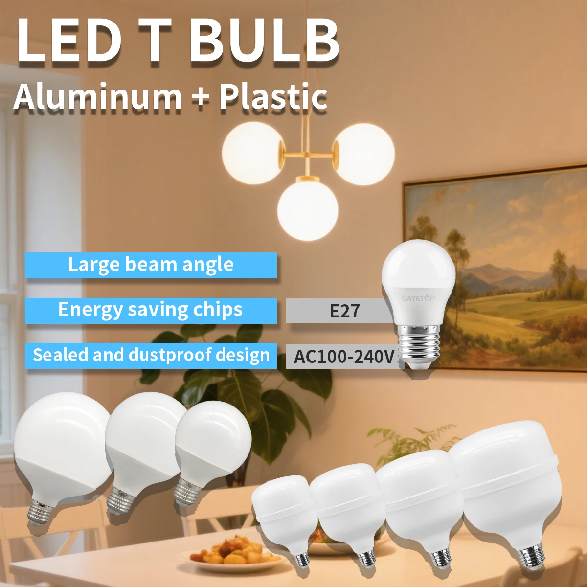 1-5PCS หลอดไฟ LED 5W 10W 20W 30W 40W 50W E27 AC100-240V Warm Light Cool 6000K 4000K โคมไฟสําหรับห้องนอนหน้าแรก 1