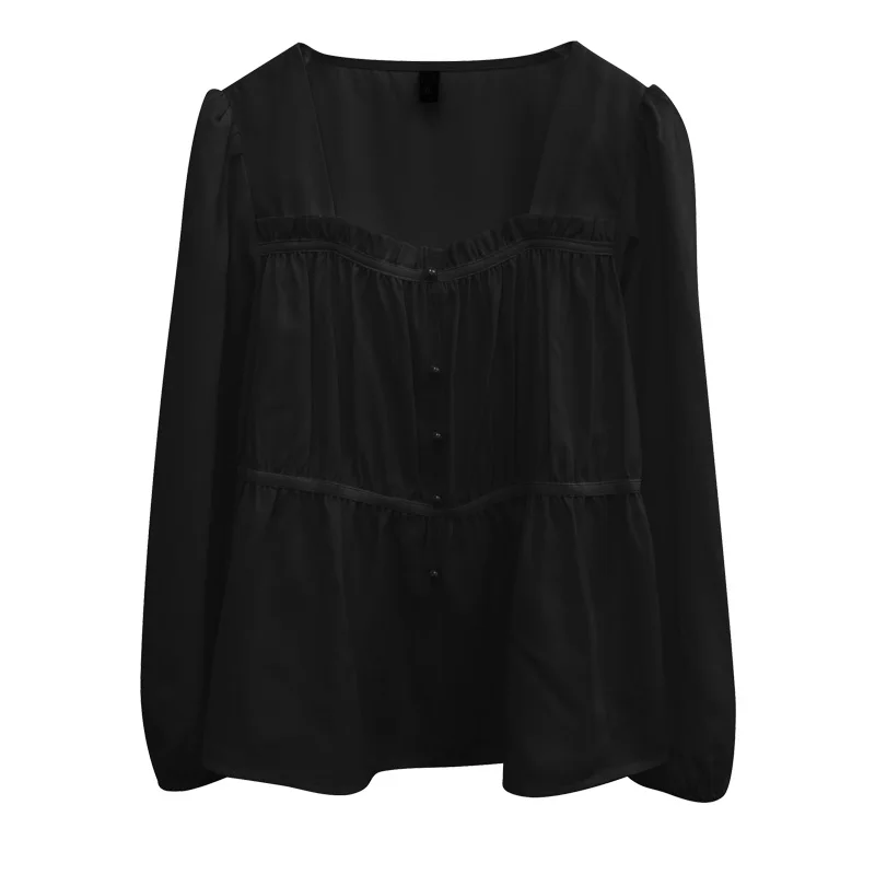 Большого размера, пухлый мм модный квадратный воротник, милая и Пряная скрывающая живот, уникальная рубашка и рубашка 3283