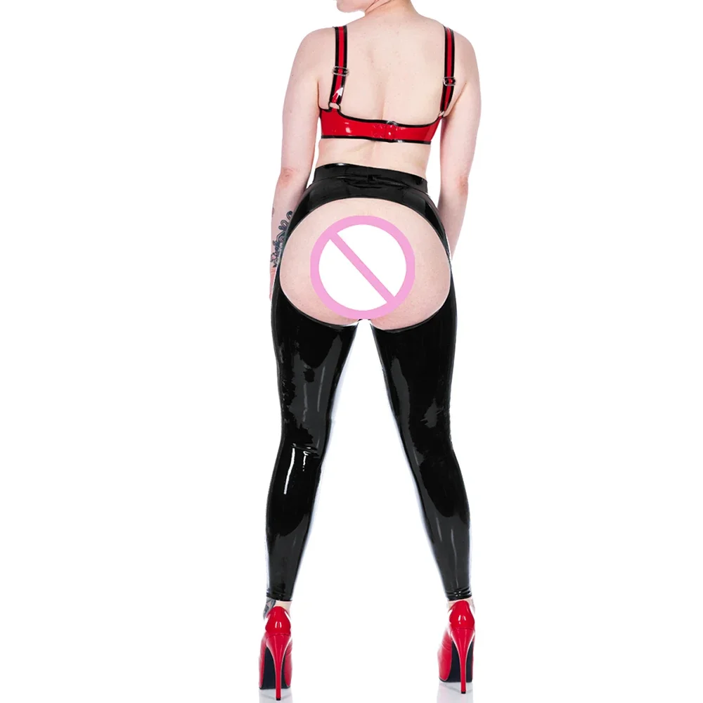 Sexy Wetlook Faux Latex Exotic Pants, Hot Erotic Open Hips Leggings, Shiny PVC Leather, Tight Spanking Pants, Clubwear
