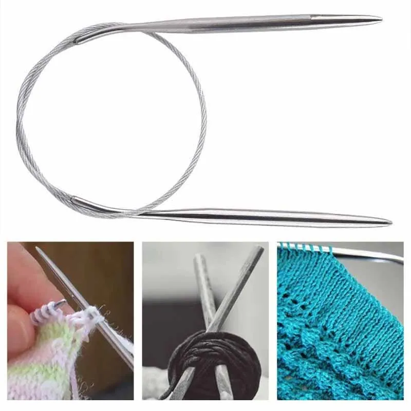 80CM Multiple Size Stainless Steel Sweater Knitting Circular Hook Needles Tools 