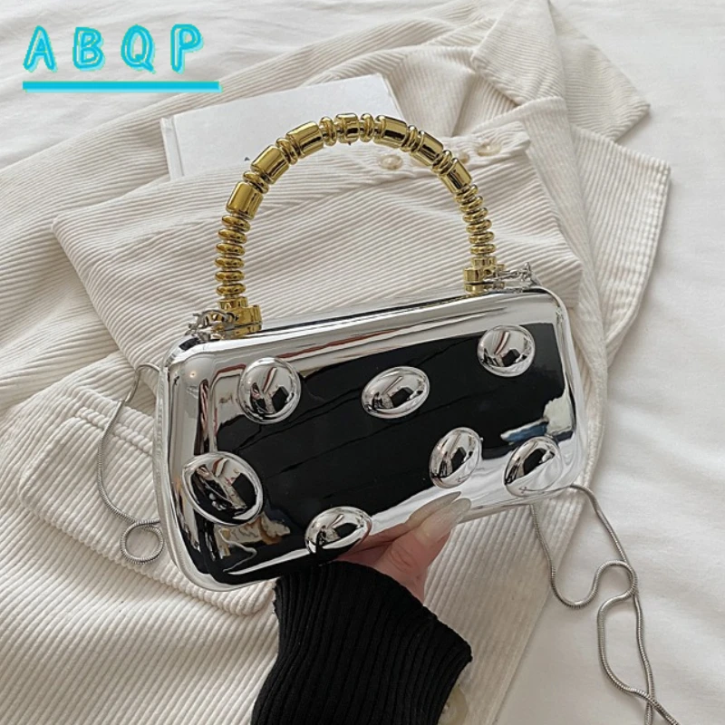 Nuova Borsa da Sera per Donna in Acrilico, Monocolore Lucido, Borsa a Mano di Lusso, Borsa a Tracolla 3D alla Moda - immagine 2