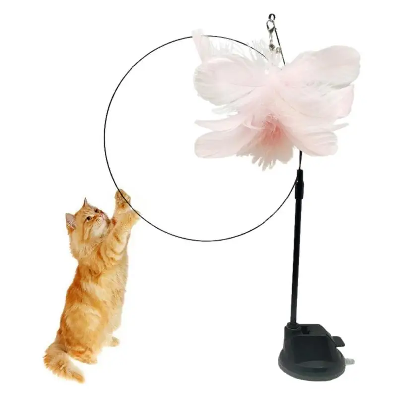 

Cat Wand Toy Detachable Kitten Teaser Wand With Suction Cup Bite Resistant Pets Teaser Wand For Exercise & Playing Indoor Animal