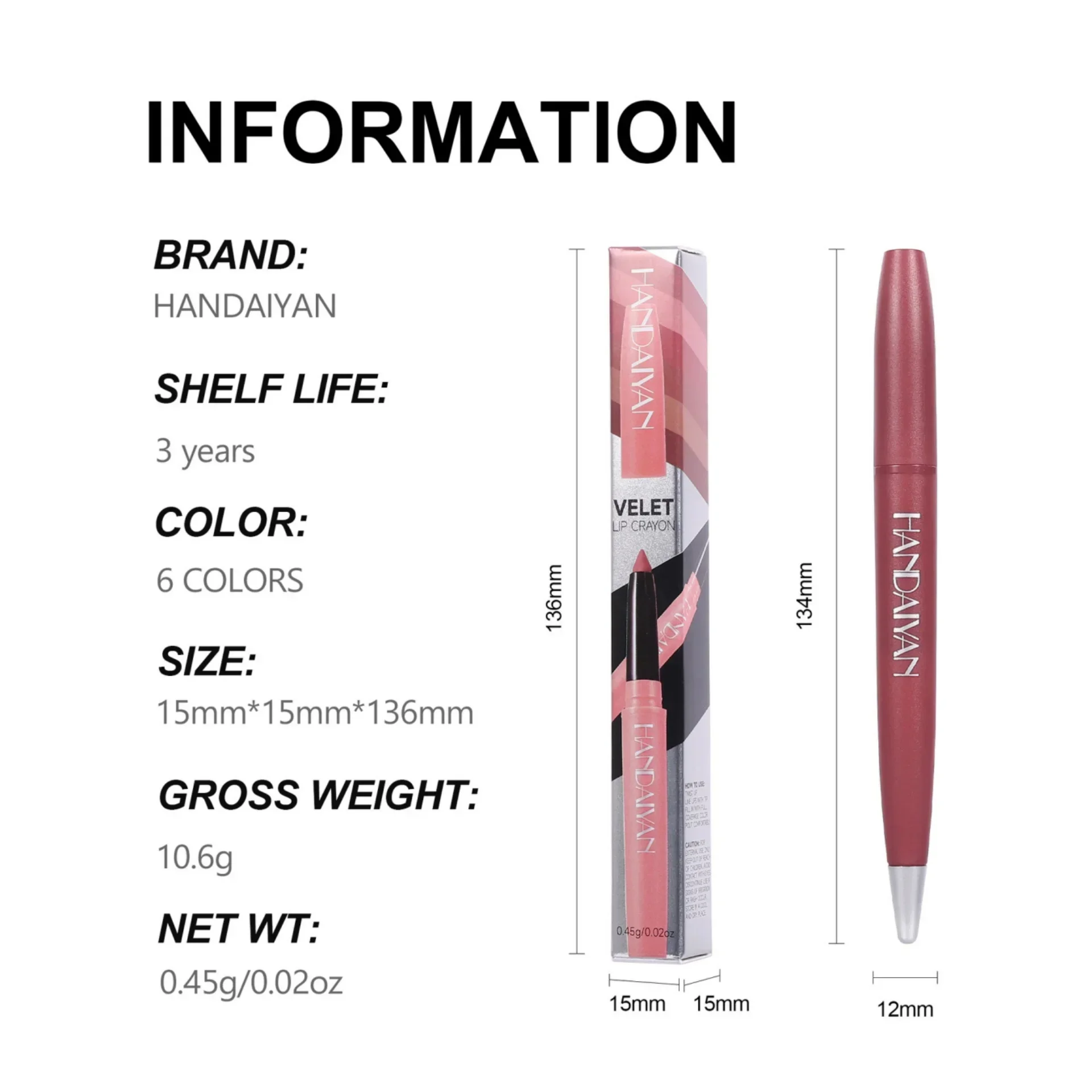 6 Colors Matte Lipliner Pen Super Soft Texture Lipstick Pencil Long Lasting Precise Lip Liner Contouring Makeup Pen