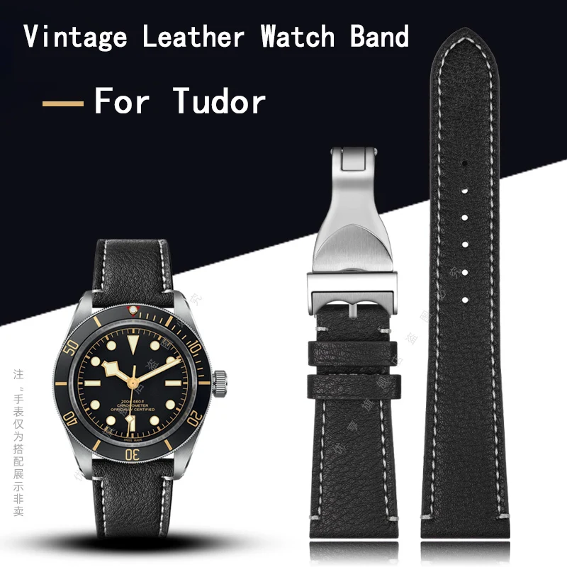Cinturino In Pelle Vintage 20Mm 22Mm Speciale Per Tudor Black Bay 1958 39Mm 41Mm Gmt Pelagos Pin/Fibbia Pieghevole Cinturino In Pelle Bovina