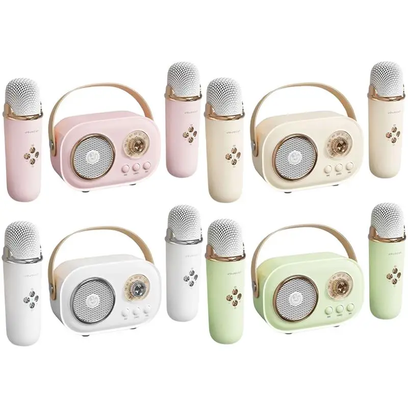 Wireless Karaoke Speaker Kit Small Karaoke With Two Microphones Portable Festival Mics For Adults Home Entertainment