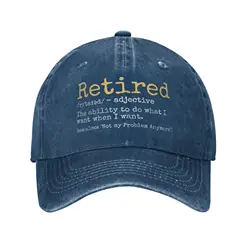 Fashionable Unisex Distressed Washed Snapback Cap - Funny Retirement Gag Baseball Hat - Adjustable (Navy Blue)
