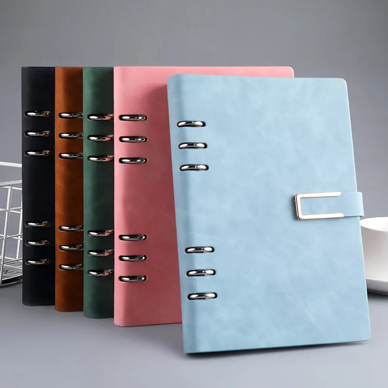 Retro PU Leather A5 Notebook Diary Planner Magnetic Buckle Note Book Business Loose-leaf Office Minutes Office School Supplies