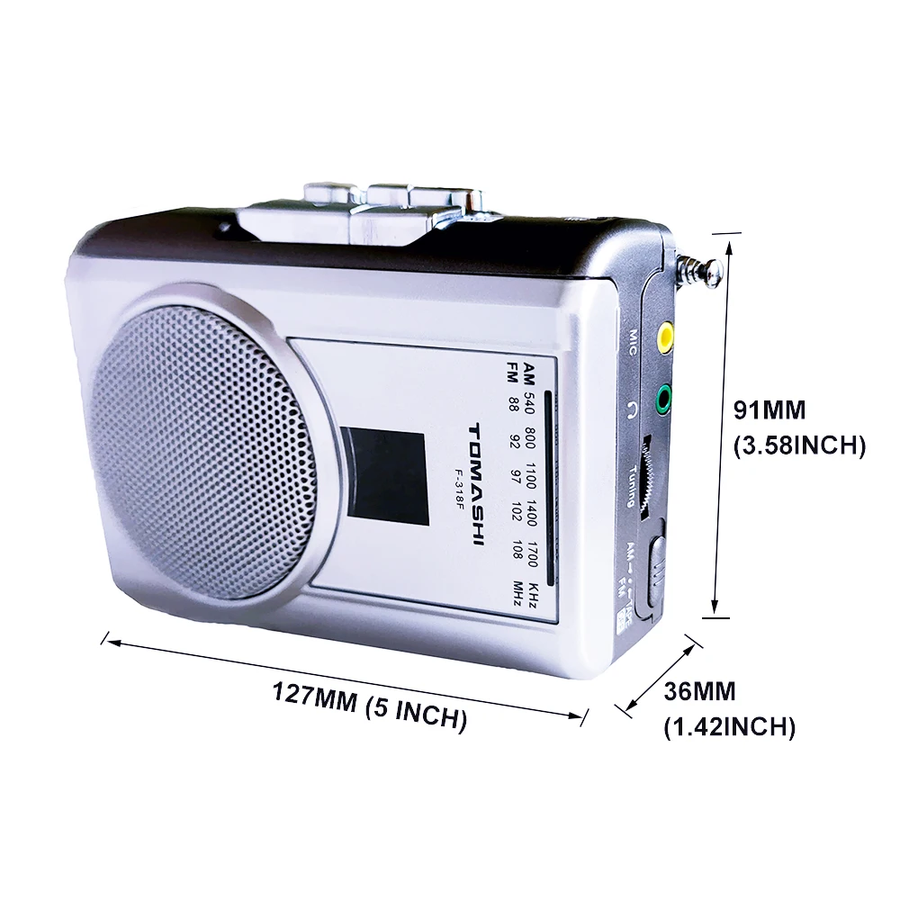 Rádio com Alto-falante Fone de Ouvido Aprender a Língua Walkman Cassette Recorder Tape Player fm am Embutido Microfone Jack-ouvir Música - Image 5