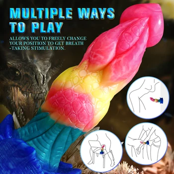 Sohimi Huge Rainbow Color Liquid Silicon Alien Dildos Sexy Female Masturbation Sex Toys Dildio For Women Glow In The Dark 6