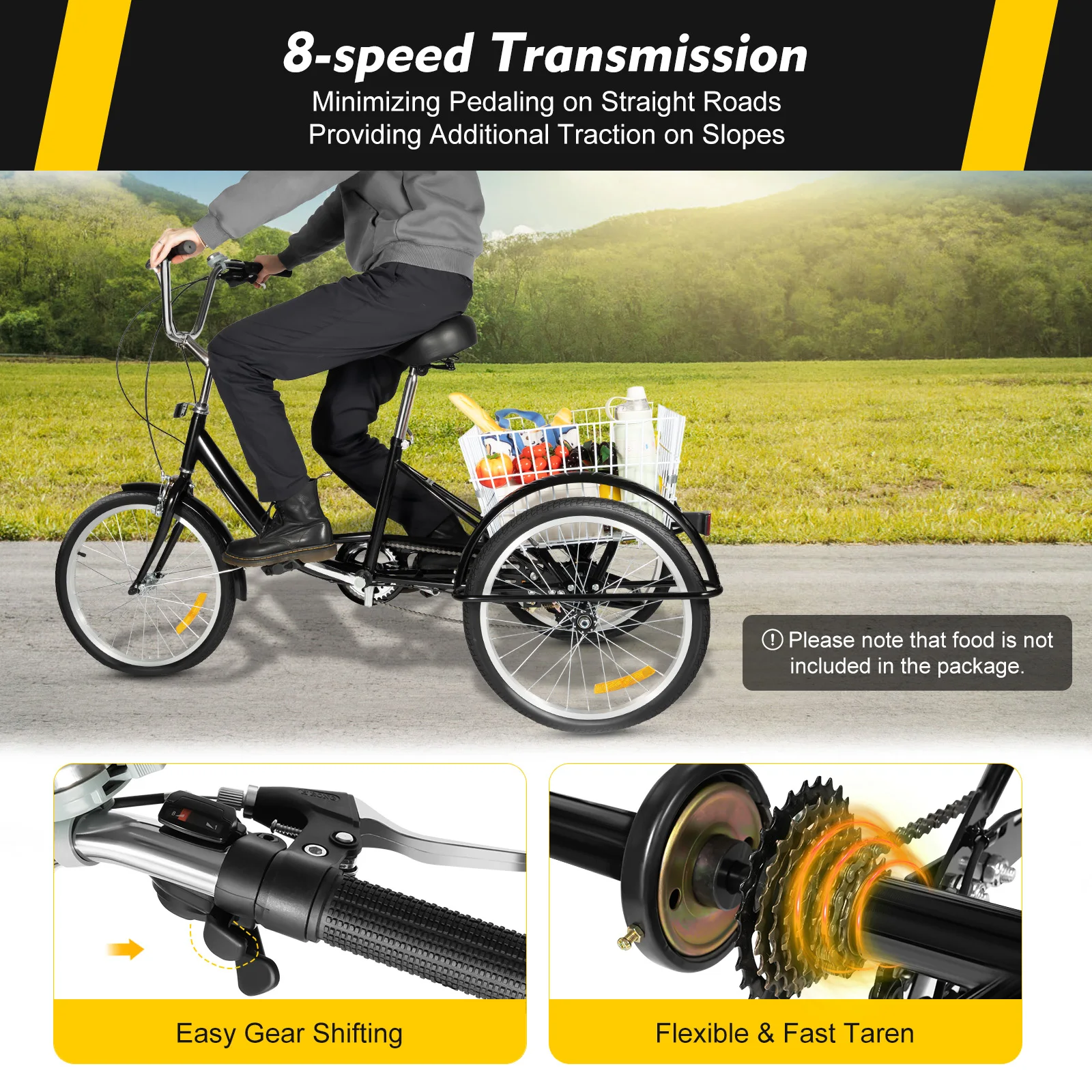 City Bike Donna Triciclo Per Adulti Pieghevole Con Cestino