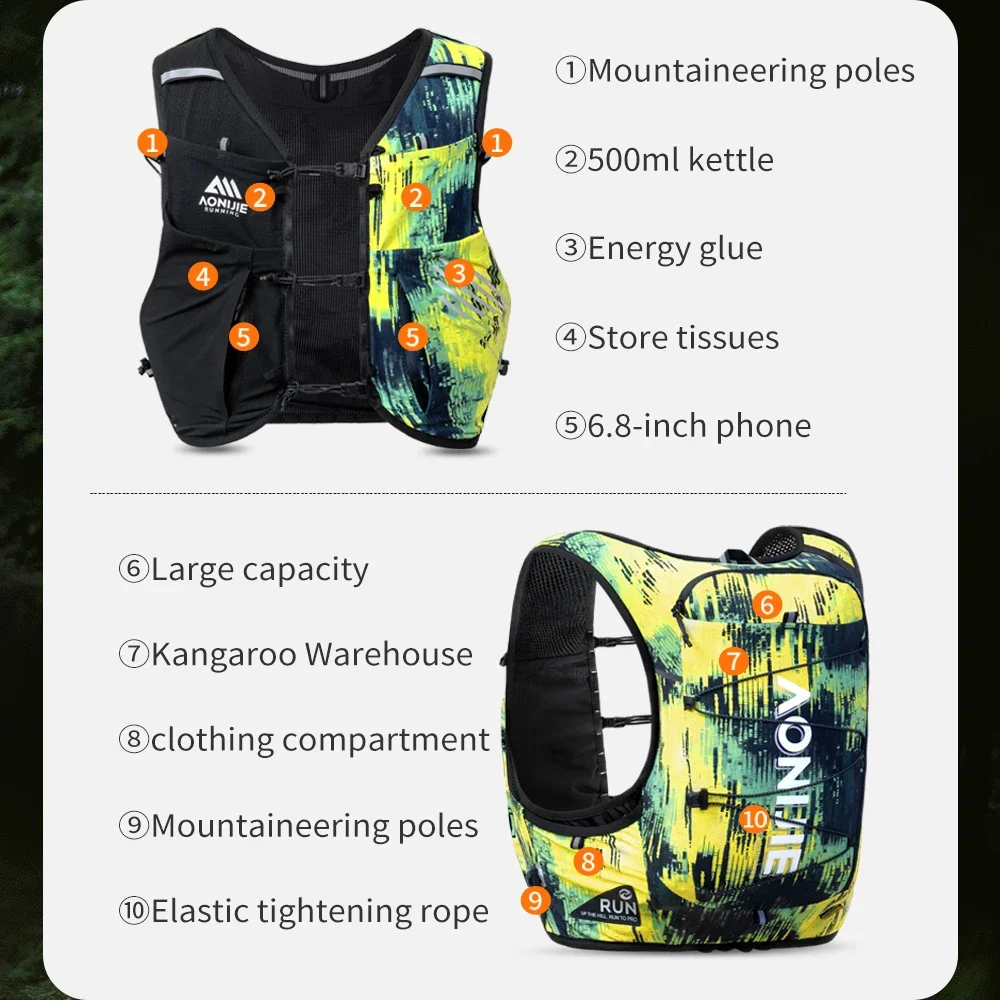 AONIJIE C9116-10L Hydration Pack High Capacity Running Hydration Vest for Cross-Country, Hiking Mountaineering and Marathon 3