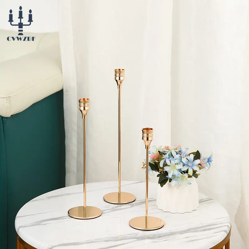 3Pcs/Set European style Metal Candle Holders Simple Golden Wedding Decoration Bar Party Living Room Decor Home Decor Candlestick candle holders