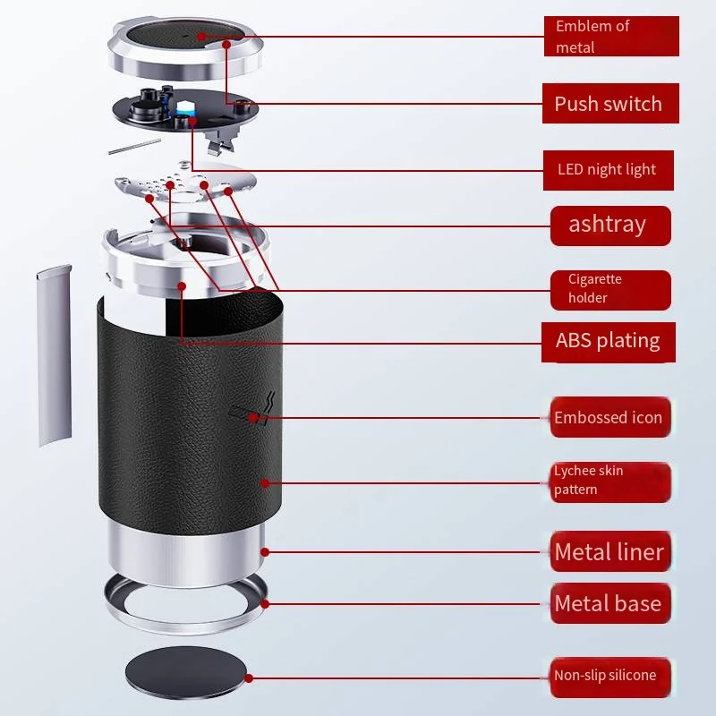Car Ashtray Portable LED Light Vacuum Anti-Smell For Seat Cup Holder Cigar Ashtray Auto Parts car ashtray