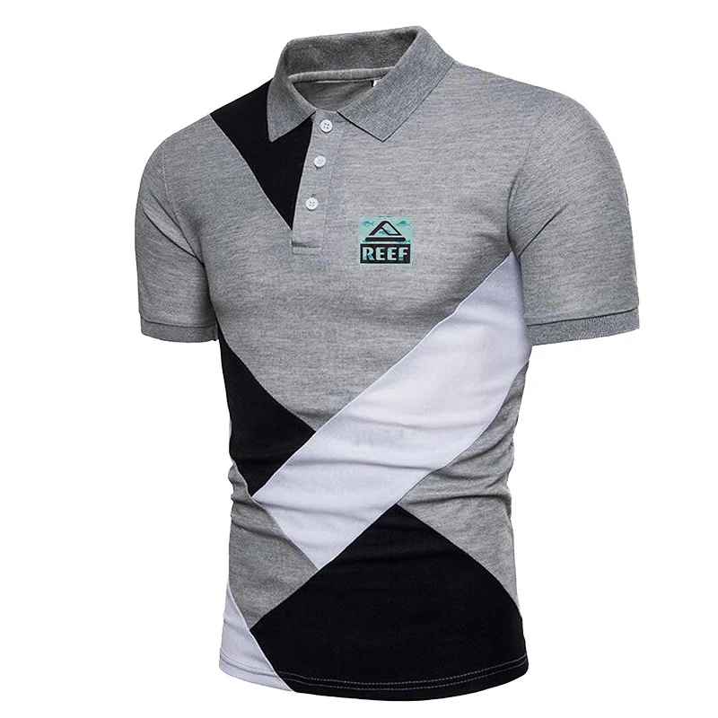 Reef 2023 Men New Summer Hot Fashionable Popular Three Color Stitching Shorts Sleeve Comfortable Polo Shirts Harajuku Tops