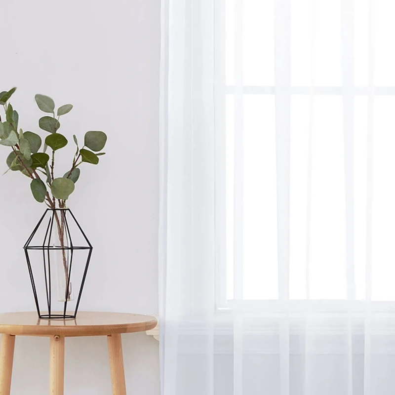 2pcs/set White Sheer Curtains 2