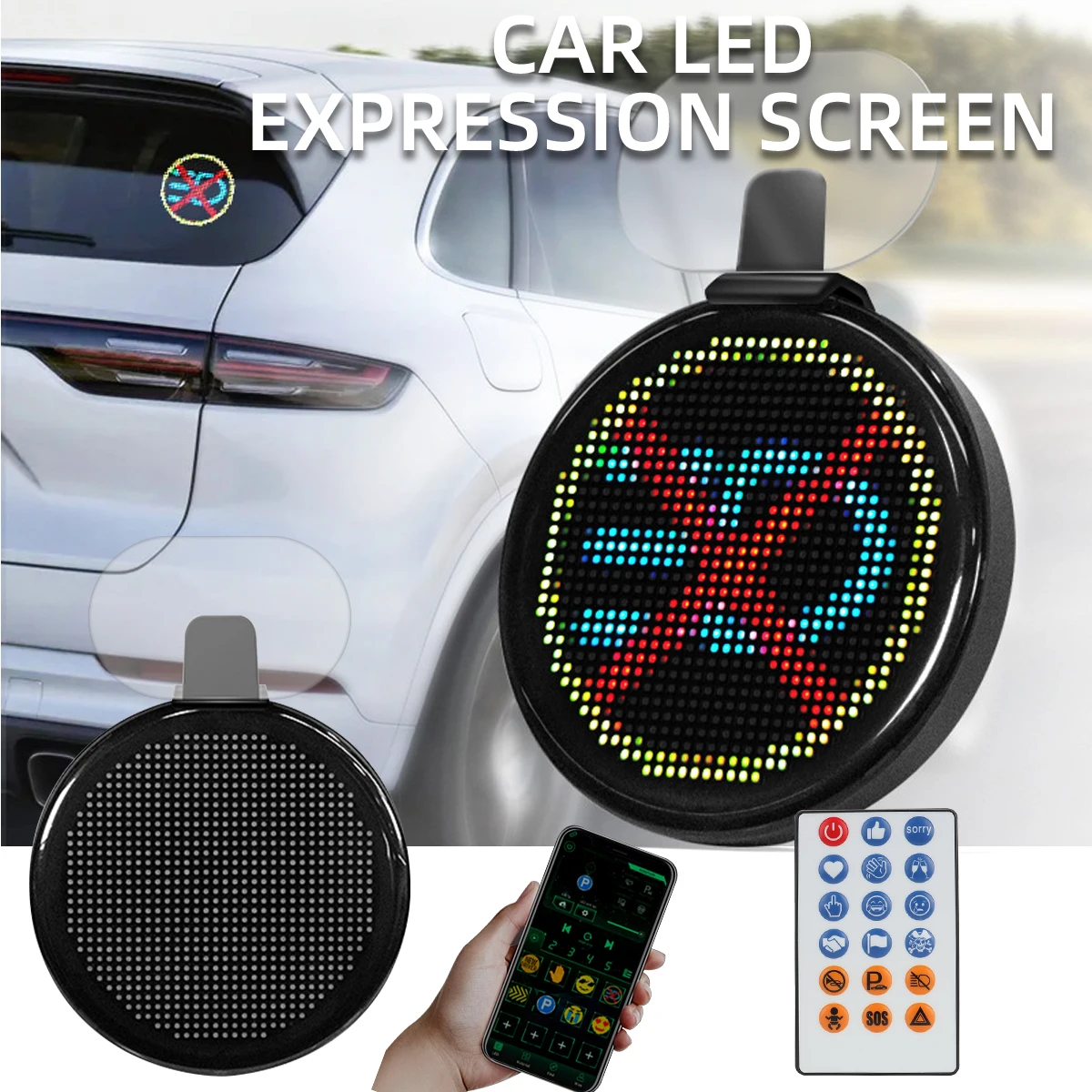 

Car LED Screen Sign Bluetooth Scrolling Message App Control with Remote Finger Light Display Sign Custom Text Pattern Animation