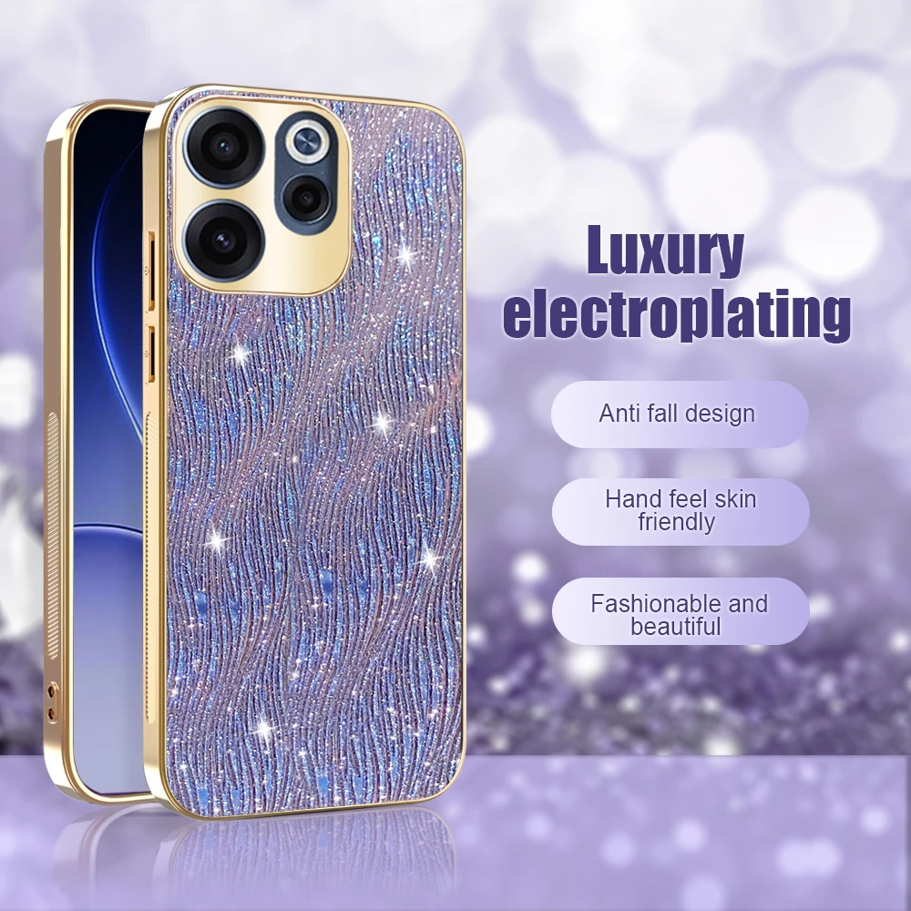 Luxurious Electroplated Water Ripple Shockproof Phone Case with Bumper Protection