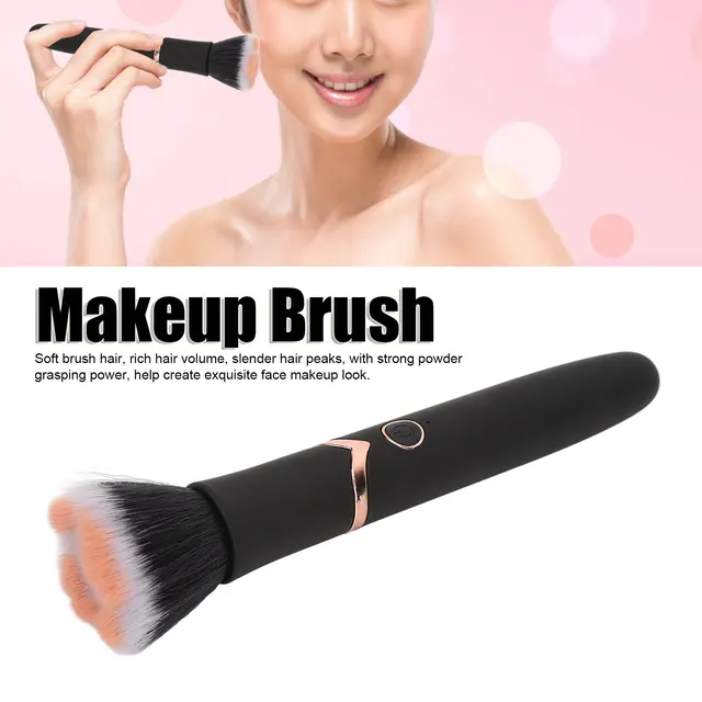 Loose Powder Brush Makeup Brush Blush Loose Powder Brush 10 Gears Vibration Electric Massage Brush Black Makeup Brush