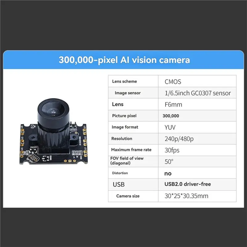 ABZW 0.3MP USB 카메라 모듈 240P/480P 30Fps HD AI 비전 광각 드라이브 프리 보드 (라즈베리 파이, 제트슨 스마트 로봇 자동차 키트용)