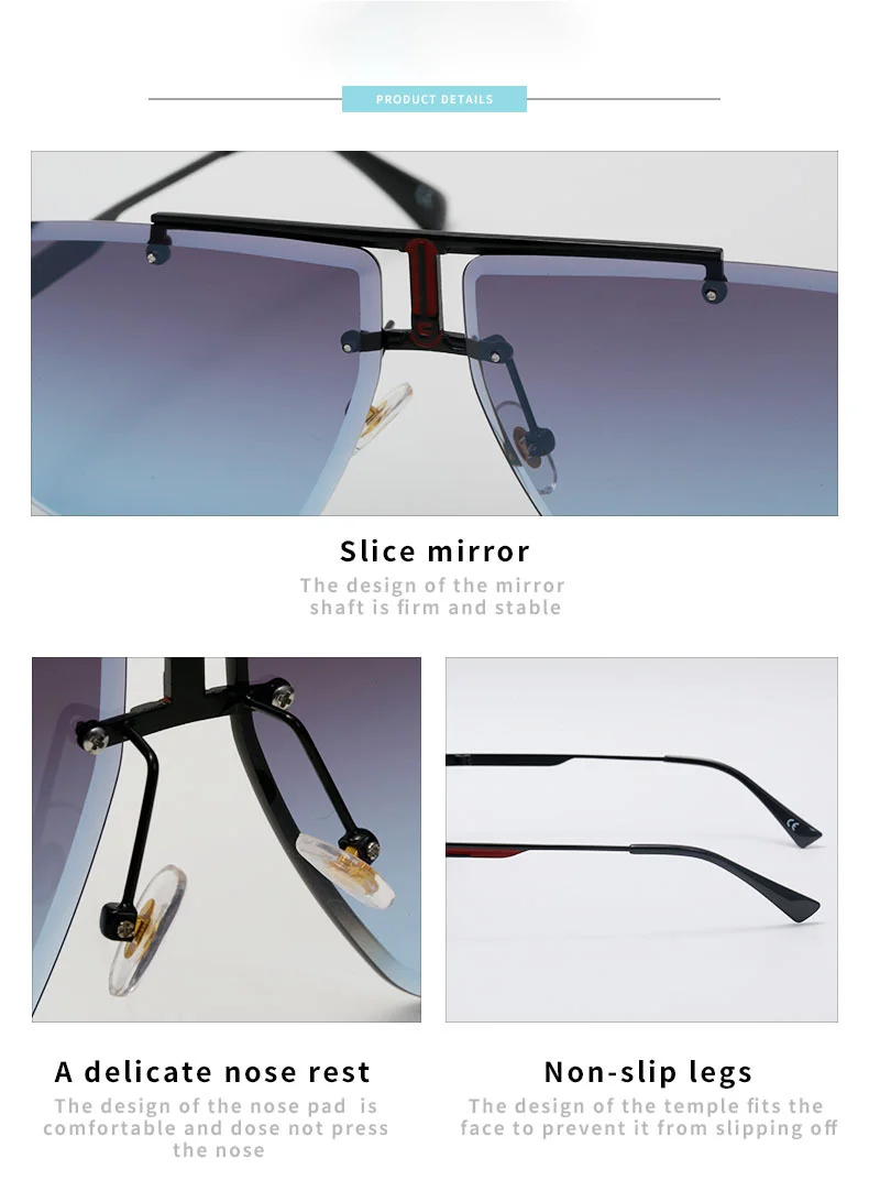 Frameless Square Sunglasses For Men Versatile Fashion Shades_voghion.com