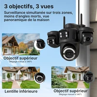 Caméra IP WiFi extérieure WONSDAR à triple objectif et trois écrans, caméra PTZ avec suivi automatique, surveillance vidéo, vision nocturne intelligente, iCsee 3