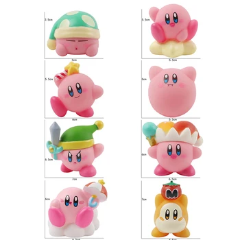 8pcs Anime Games Kirby Action Figures Toys Pink Cartoon Kawaii Kirby PVC Cute Figure Action Toy Christmas Gift for Children 2