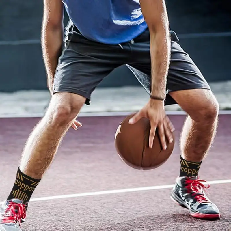 1Pcs Copper Ankle Brace Support for Men & Women Ankle Compression Sleeve Socks for Plantar Fasciitis Sprained Achilles Tendon fitness ankle straps ankle straps ankle support compression socks ankle wrist cuffs ankle socks ankle support brace