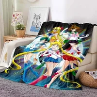 Anime Kawaii Sailor Moon Home Cartoon Printed Blanket Picnic Blanket Warm Flannel Soft and Comfortable Home Travel Birthday Gift 1