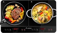 Double Induction Cooktop Burner with 240 Mins Timer, 1800w 2 Induction Burner with 10 Temperature 9 Power Settings, Porta 1