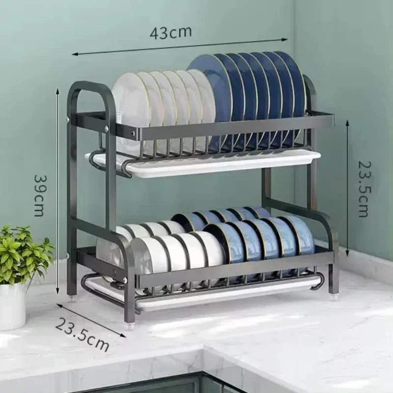Dish Drying Rack 3-Tier Compact Kitchen Dish Rack Drainboard Set Large Rust-Proof Dish Drainer with Utensil Holder Kitchen Racks 6