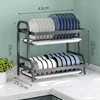 Dish Drying Rack 3-Tier Compact Kitchen Dish Rack Drainboard Set Large Rust-Proof Dish Drainer with Utensil Holder Kitchen Racks 6