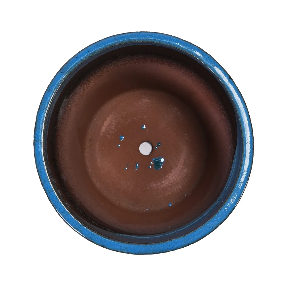 3-teiliges Handgefertigtes Keramik-Blumentopf-Set mit Gefärbter Glasur Ø38,1/30,5/22,9cm Atmungsaktive Töpferwaren Heimdekoration für Garten-Blumentopf – Detail 14