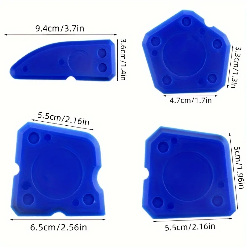 4-Piece Silicone Caulking Tool Set - Versatile, Easy Clean-up, & Professional Sealant Spreading 4