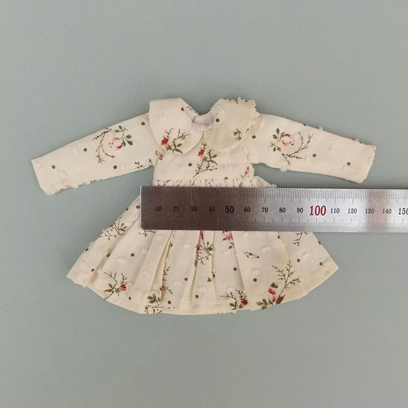 Handgefertigtes Puppenrockkleid mit großem Ohr, Hasenhut, Puppenkleid mit Blumenmuster für Blythes, Ymy, Licca, Azones, Ob24, Ob27, Fr-Puppe – Detail 18