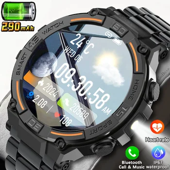 Smartwatch Sportivo da Uomo con Schermo HD 360*360, Luce LED, Monitoraggio Frequenza Cardiaca, Fitness, Impermeabile, Assistente Vocale, Chiamate BT, Novità 2026