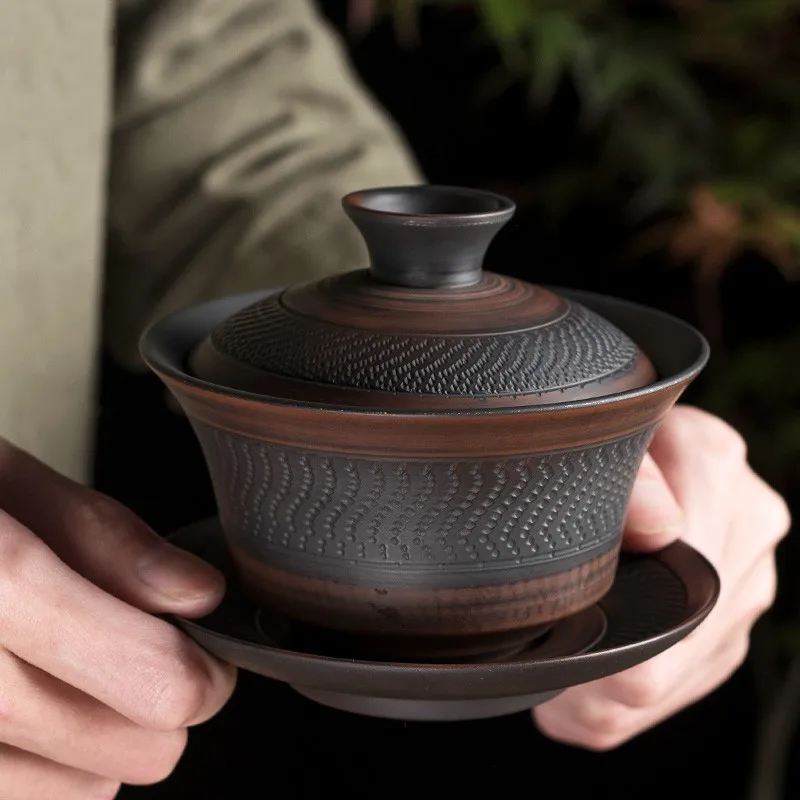 Jianshui Purple Pottery Gaiwan Ceramic Handmade Household Kung Fu Tea Set Tea Bowl Cup Maker Ceremony tea set